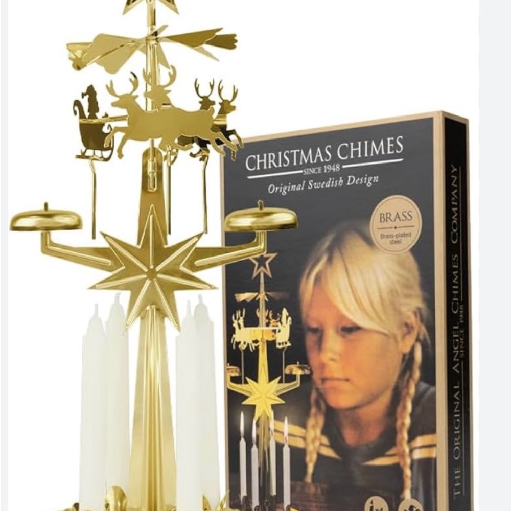 Festive Gold Christmas Chimes with Candle Holders